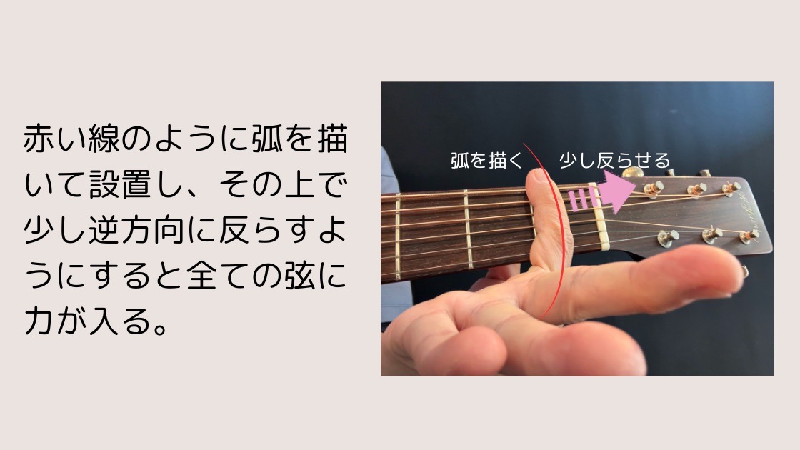 セーハのコツ（指の側面を使う、挟む感覚）の図解